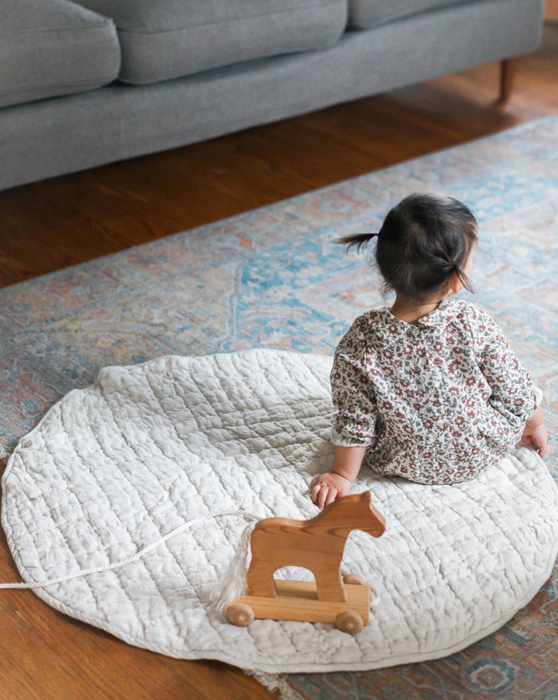 HYGGE CAVE | STONE WASHED LINEN QUILTED PLAY MAT Hand-woven INDIA love
