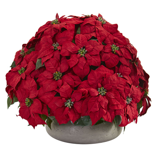 HYGGE CAVE | LARGE POINSETTIA ARTIFICIAL PLANT IN STONE PLANTER