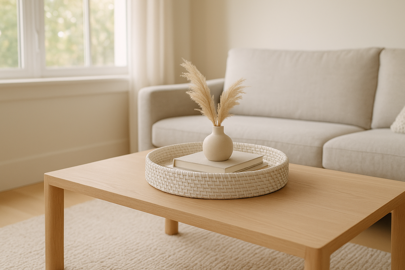 How to Style a White Rattan Tray in Your Living Room