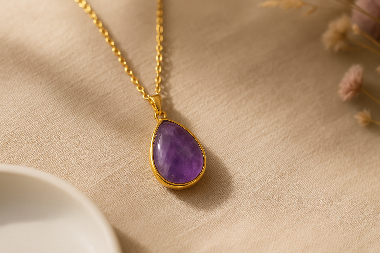 Purple Gemstone Pendant Necklace