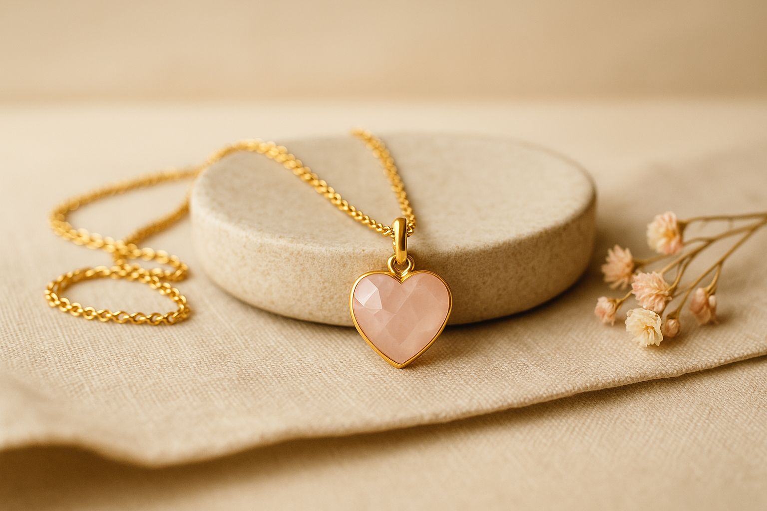 Small Heart Stone Pendant Necklace