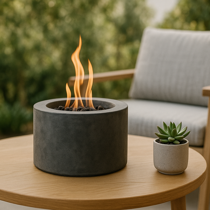 Warm Minimalism: A Concrete Fire Pit for Cozy Outdoor Evenings