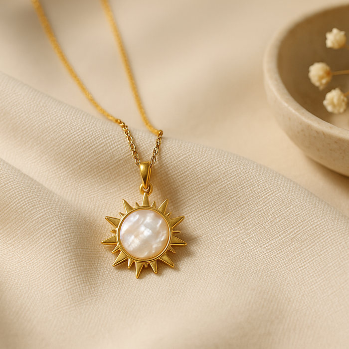 Pearl Shell Sun Pendant Necklace