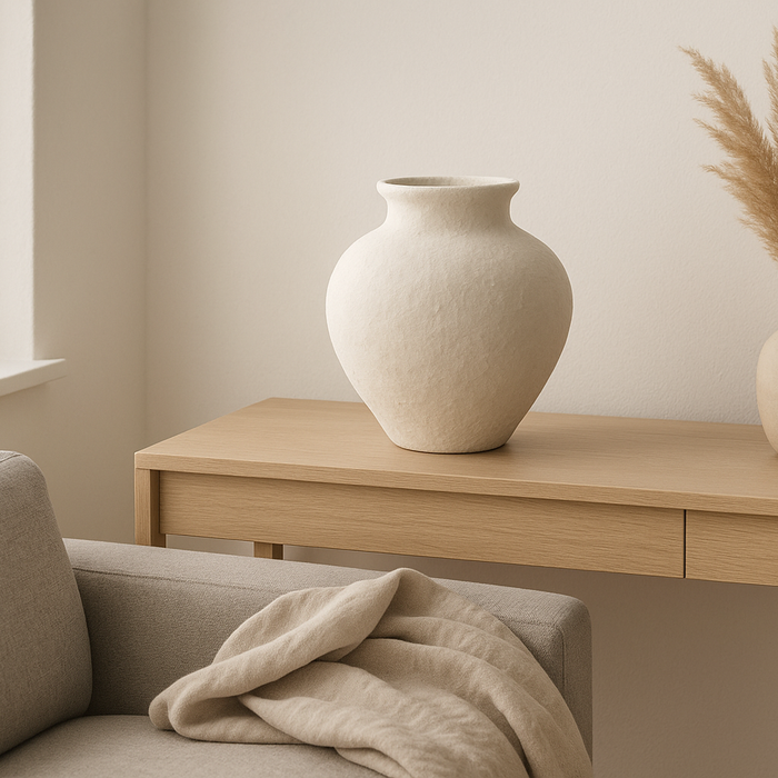 How to Style a Sculptural Paper Mache Vessel in Your Home