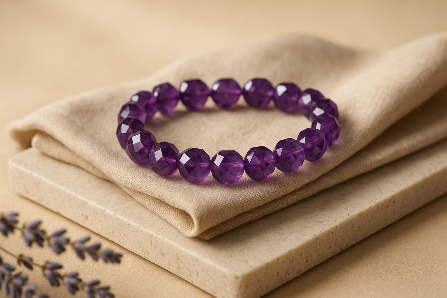Natural Amethyst Faceted Bracelet
