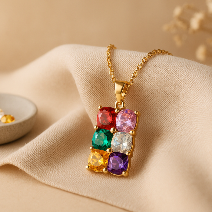 Colorful Cubic Zirconia Pendant Necklace