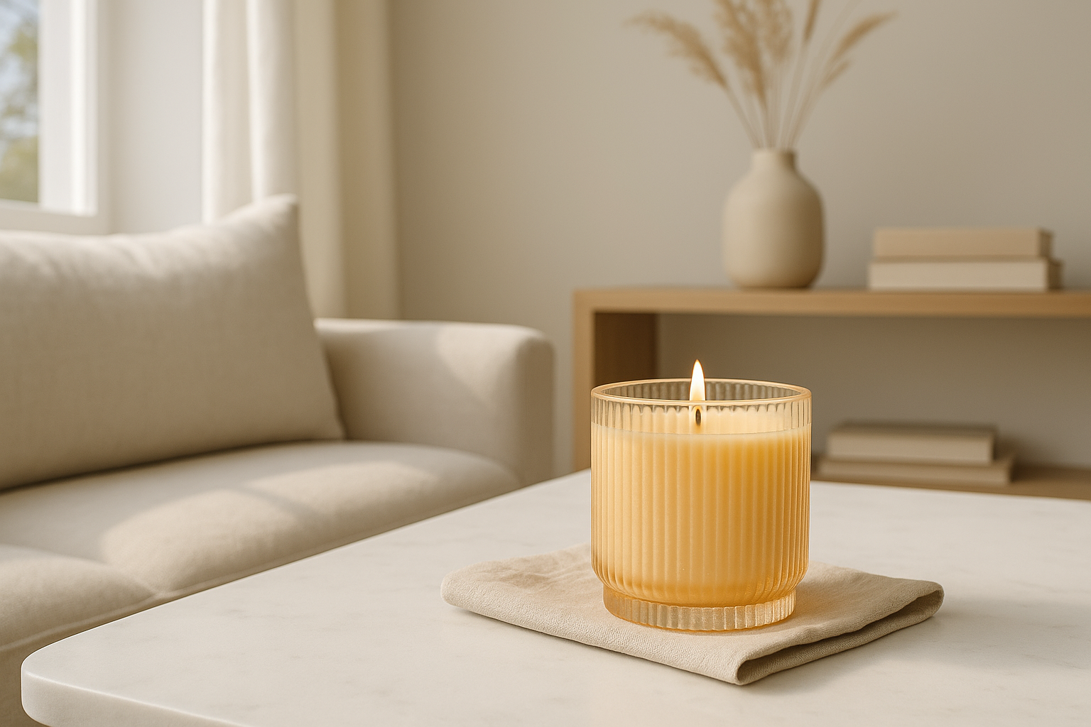How to Style a Reeded Glass Candle for Warm Ambiance