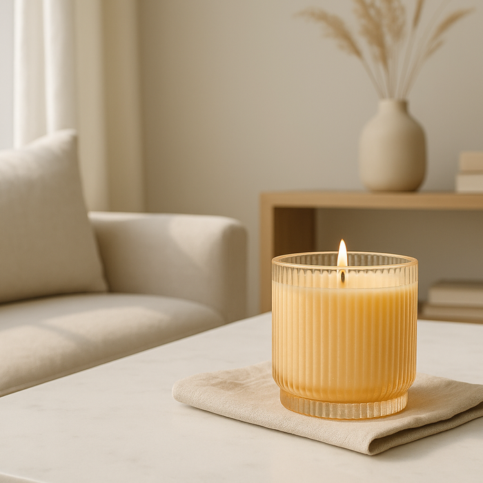 How to Style a Reeded Glass Candle for Warm Ambiance