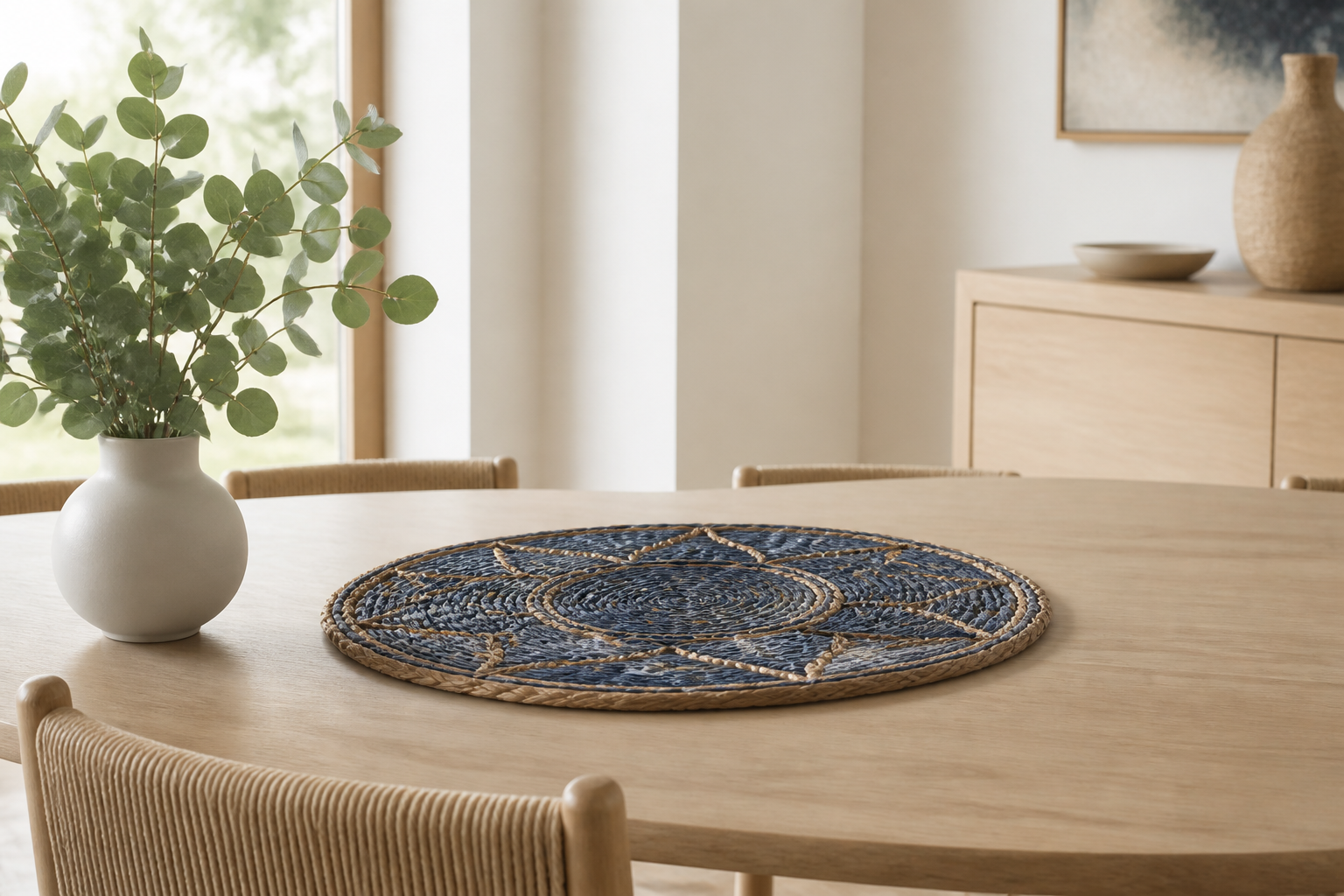 How to Style a Handwoven Raffia Centerpiece for Coastal Calm