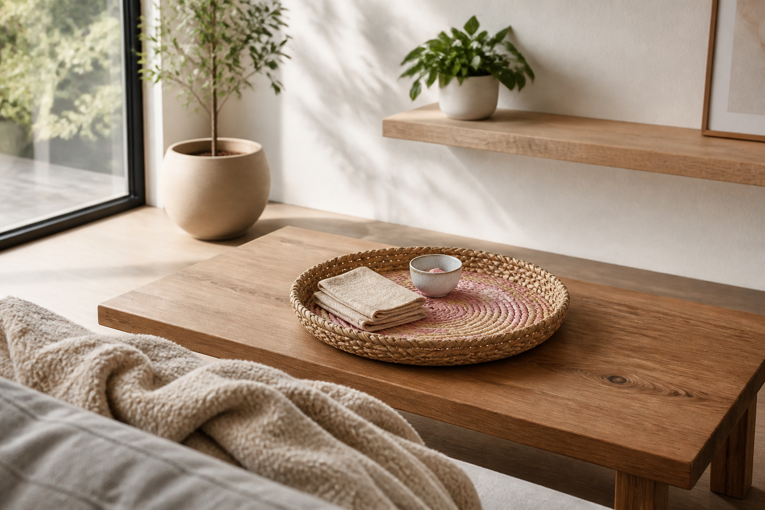 How to Style a Handwoven Pink Tray in Every Room