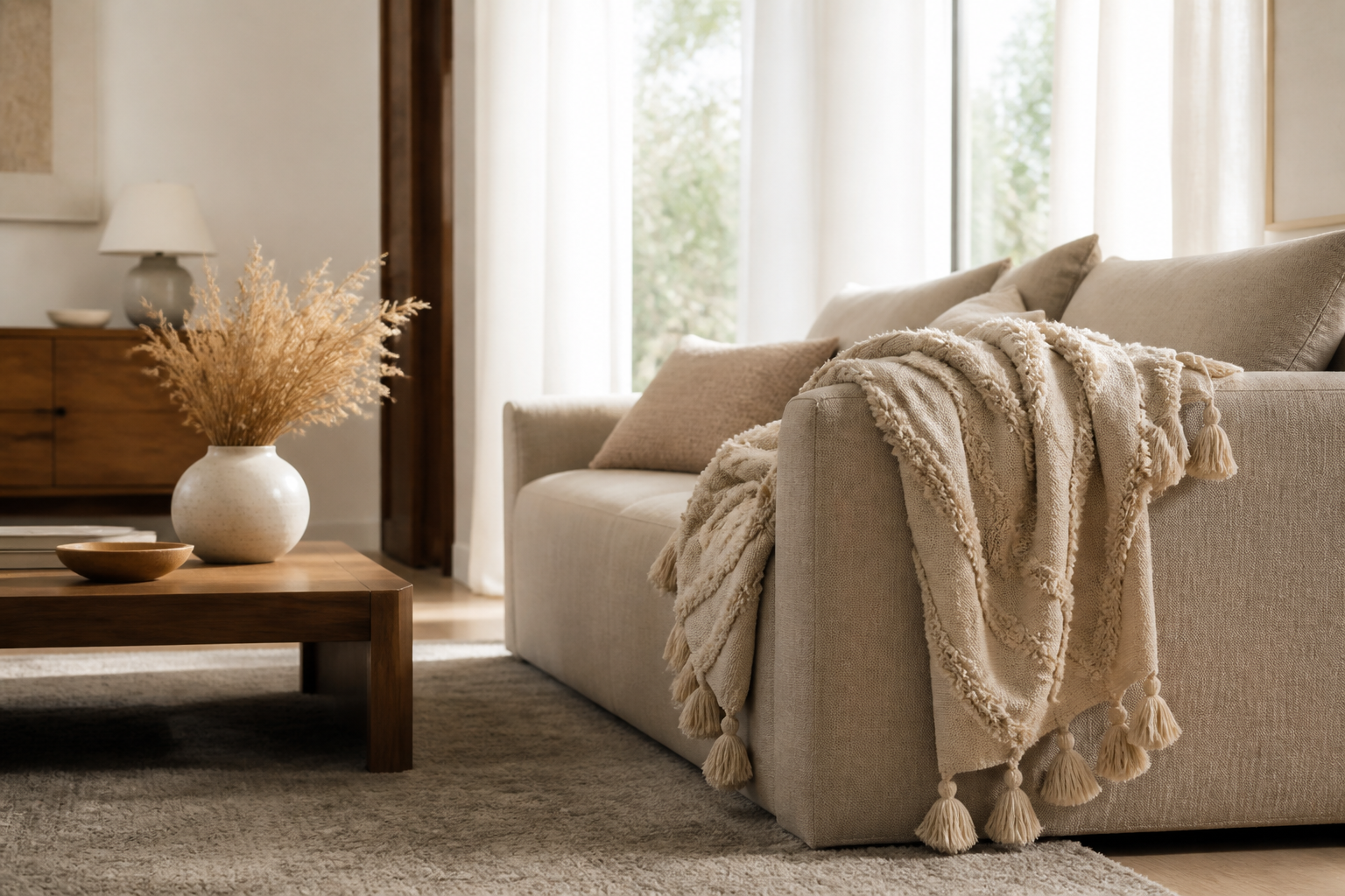 How to Style a Beige Boho Throw Blanket for Cozy Layers