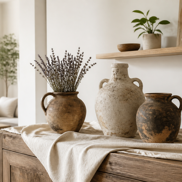 How to Style Vintage Clay Jugs in a Modern Home