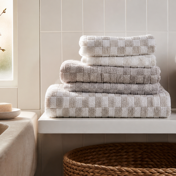 How to Bring Spa Style Into Your Bathroom With Checkered Cotton Towels