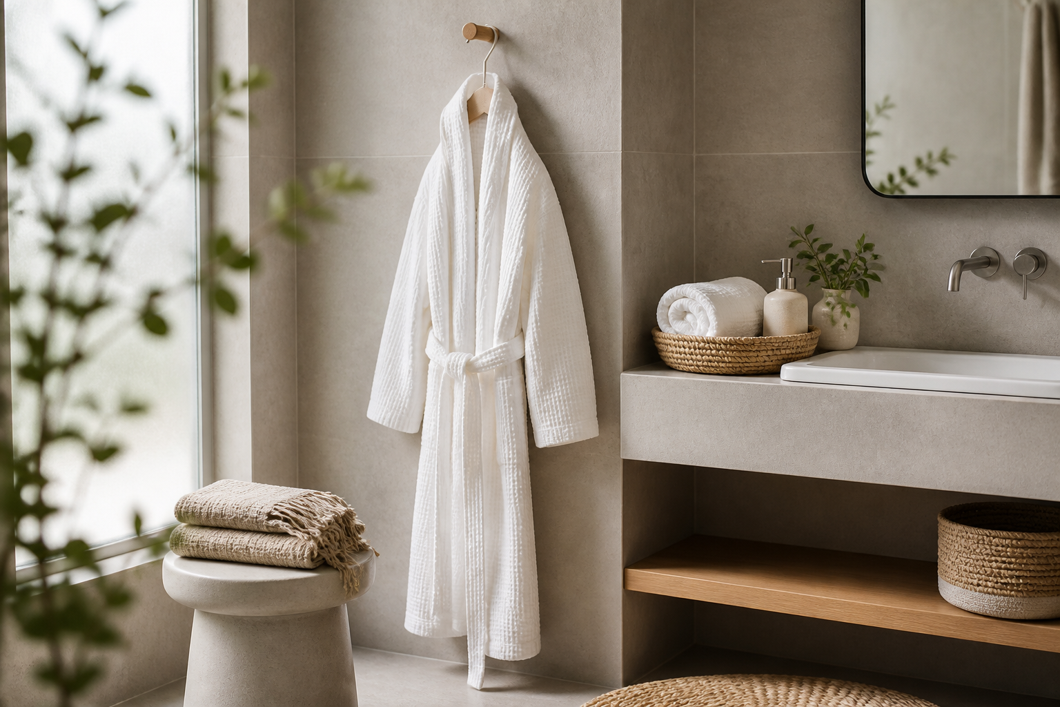 Why a Waffle Weave Bathrobe Belongs in Your Calm Home