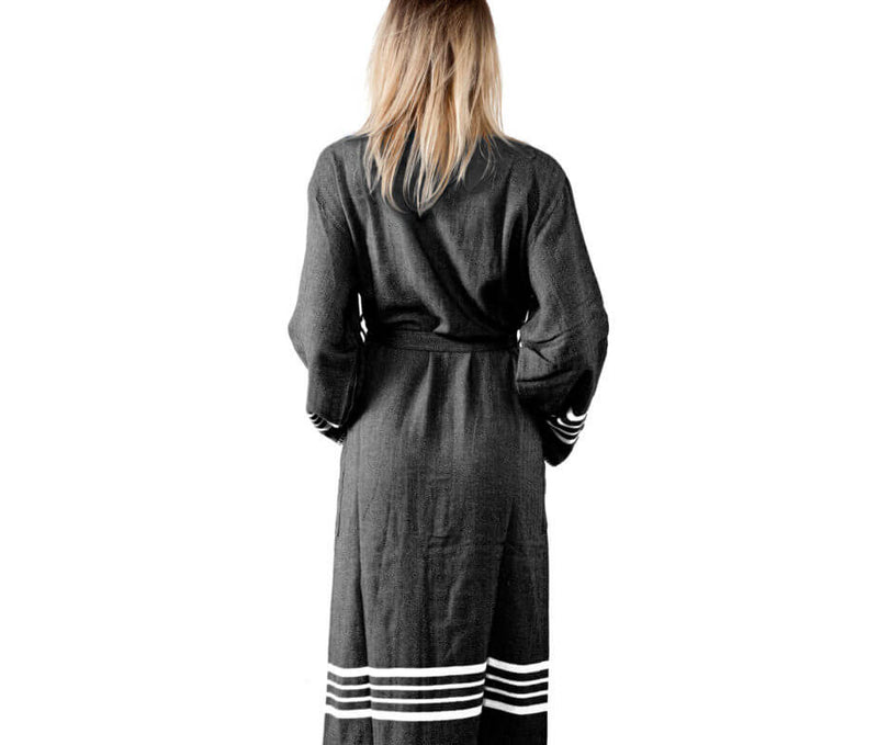 Organic Turkish Cotton Kimono Bathrobe – Lightweight Spa & Home Robe
