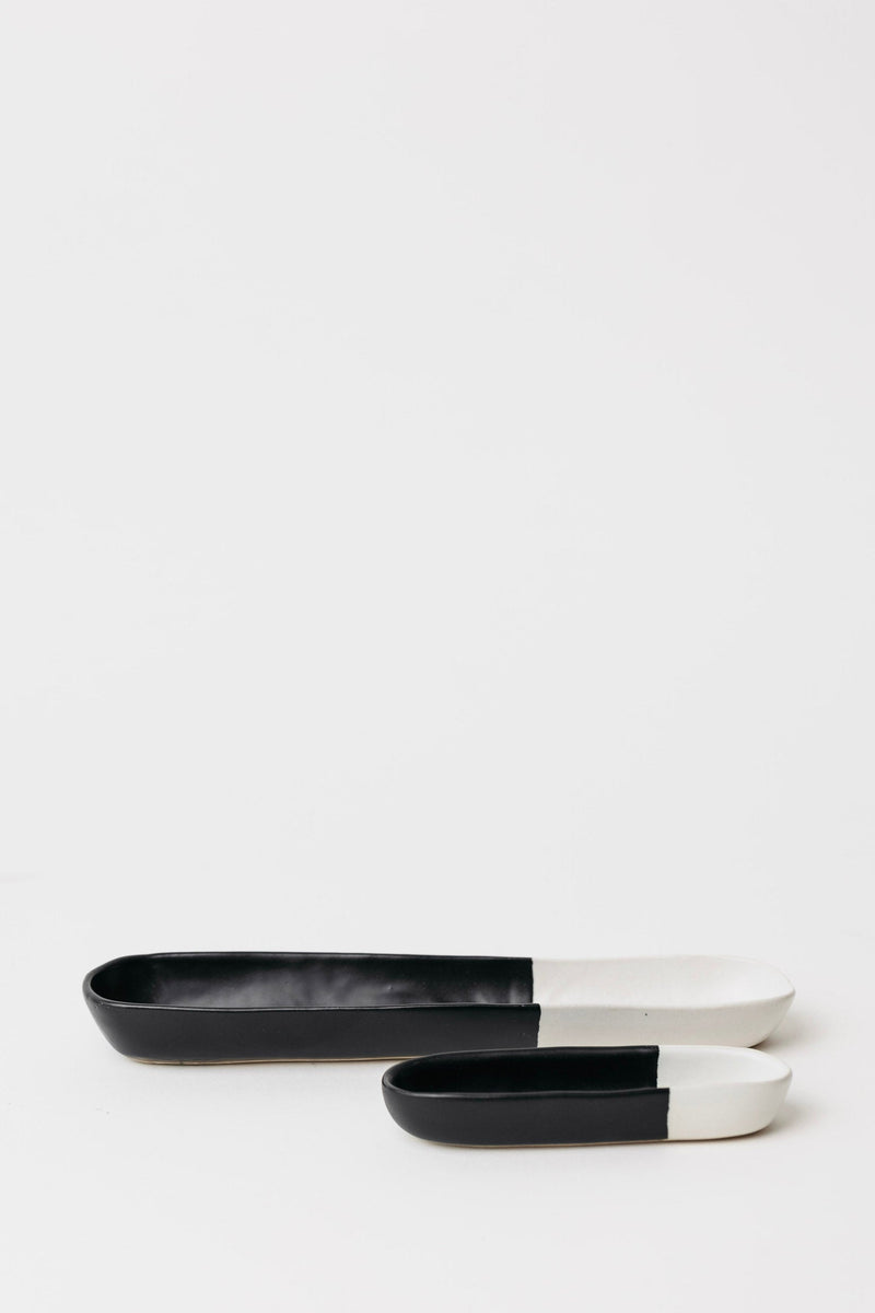 Dawson Olive Bowl - Matte Black/White - Set of 2