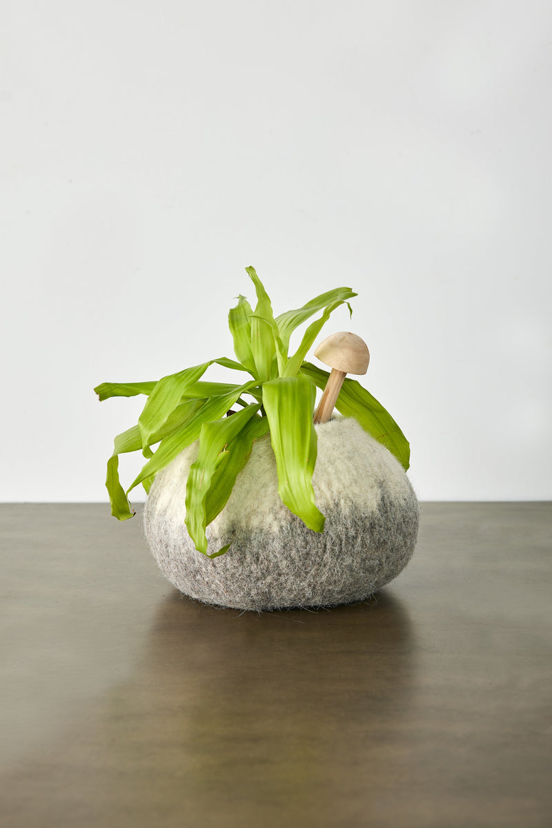 Grey Ombre Hand-Felted Wool Decorative Ukhamba Bowl
