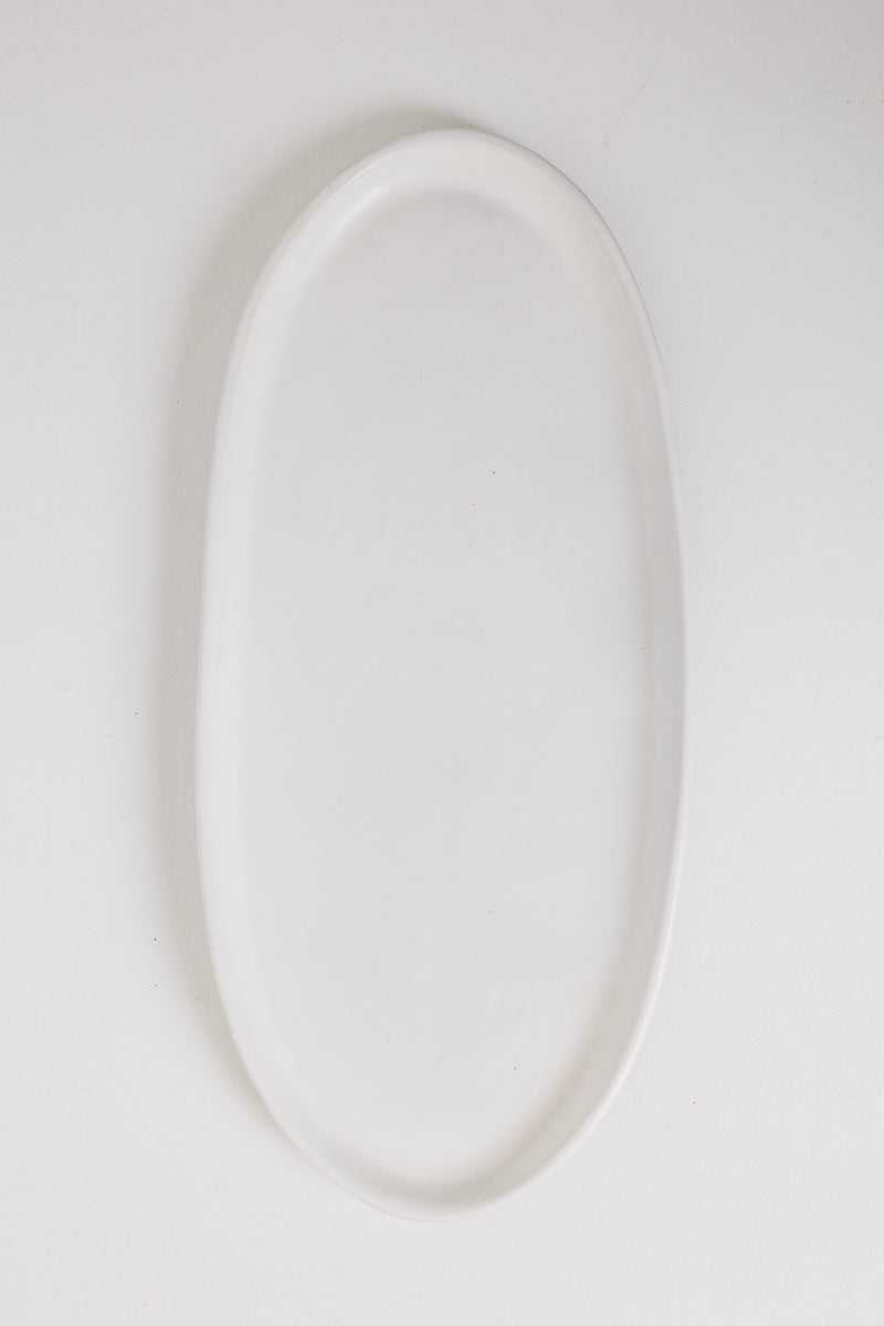Ines Oval Lipped Serving Plate - Matte White - Set of 2