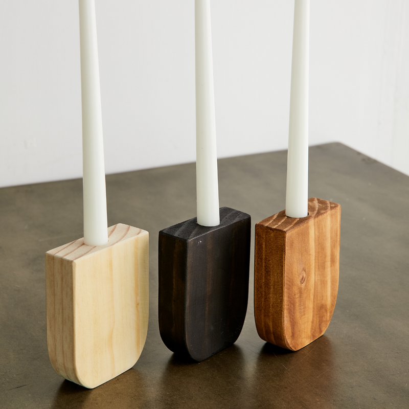Horseshoe Wooden Pine Taper Candle Holder