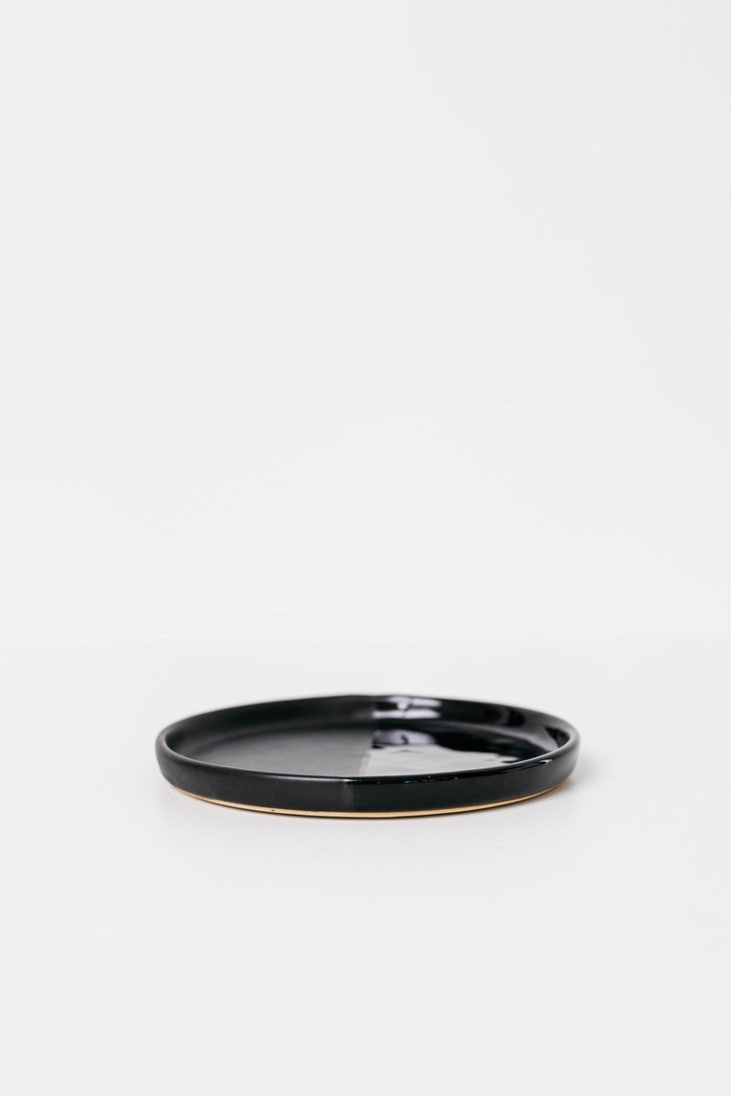 Sable Appetizer Plate - Matte Black/Glossy Black - Set of 6
