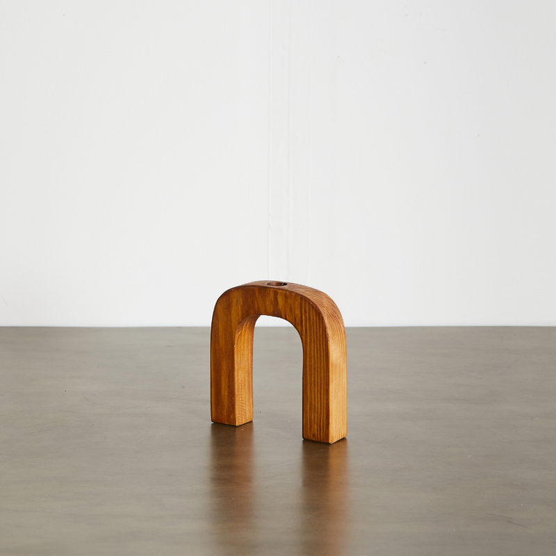 Arch Wooden Taper Candlestick Holder