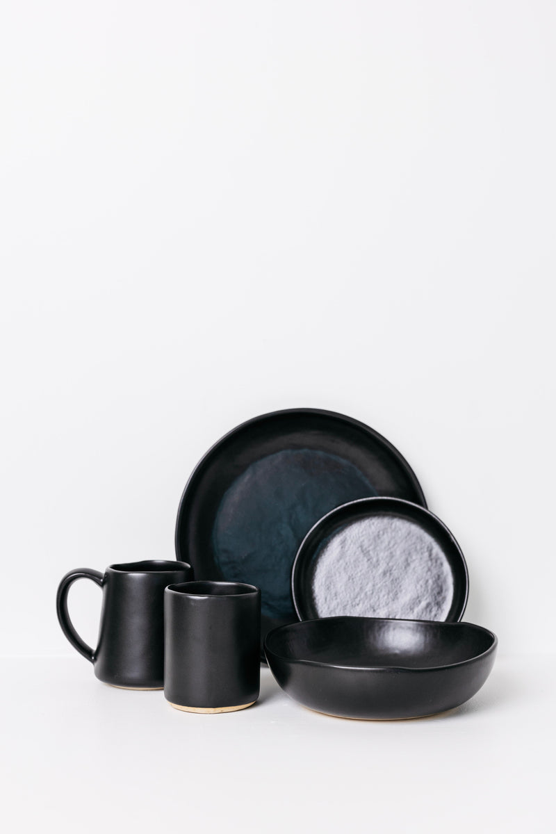 Dean Stoneware Coffee Mug - Matte Black - Set of 4