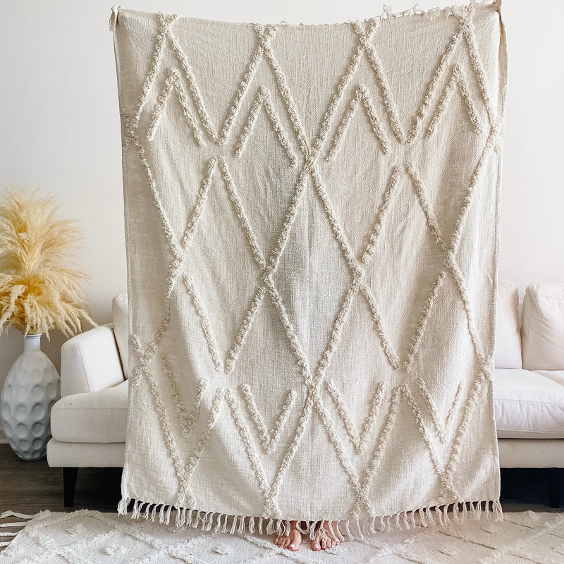 Maya Throw Blanket – Lightweight Neutral Everyday Throw Blanket