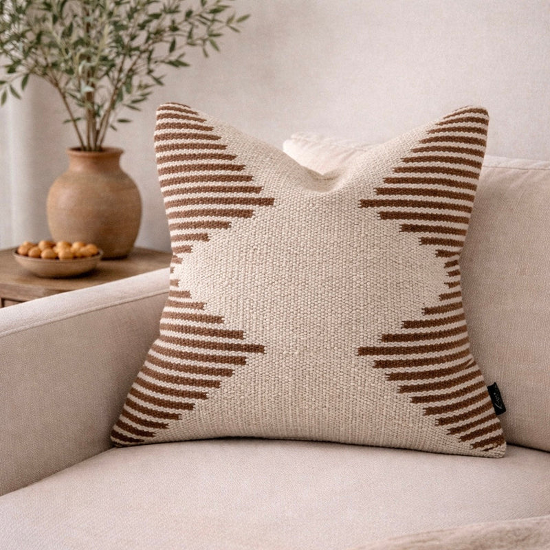 Tehran Pillow Cover – Neutral Kilim Inspired Boho Throw Pillow