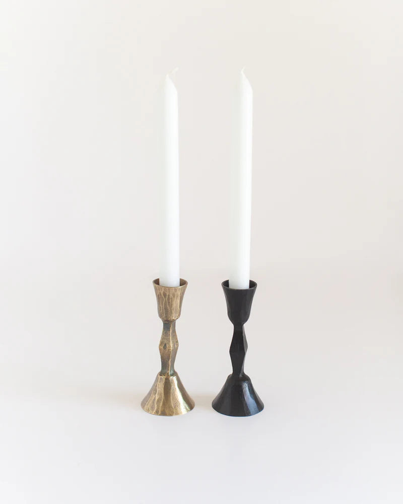 Low Diamond Hand-Forged Iron Candle Stand