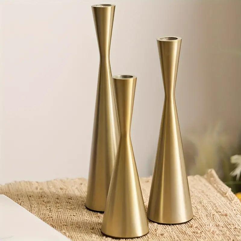 Ligne Brushed Brass Candlesticks