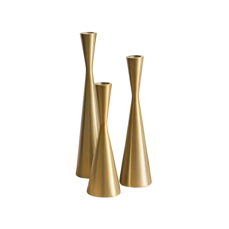 Ligne Brushed Brass Candlesticks
