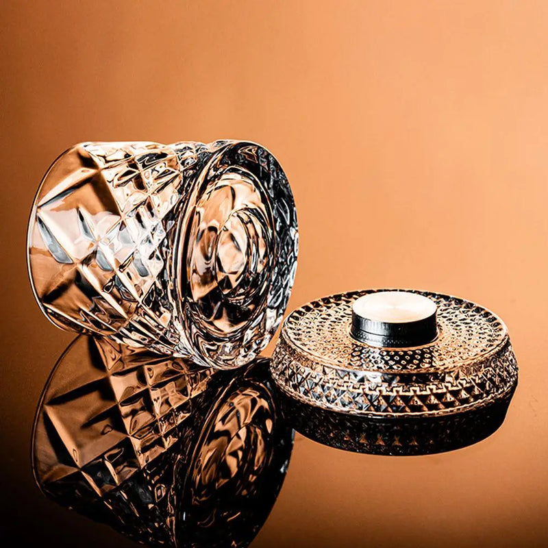 Set of 2 Rotating Whiskey Glasses with Crystal Glass Base