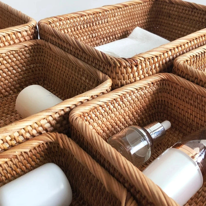 HANDMADE RATTAN STORAGE BASKET