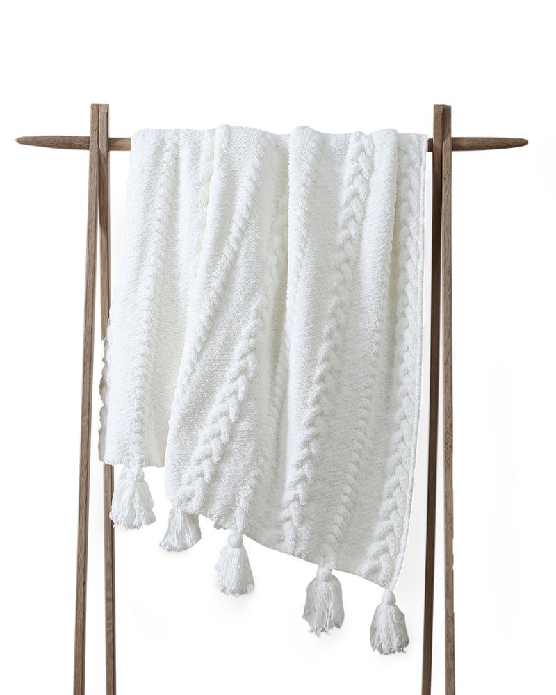 Braided Pom Pom Throw
