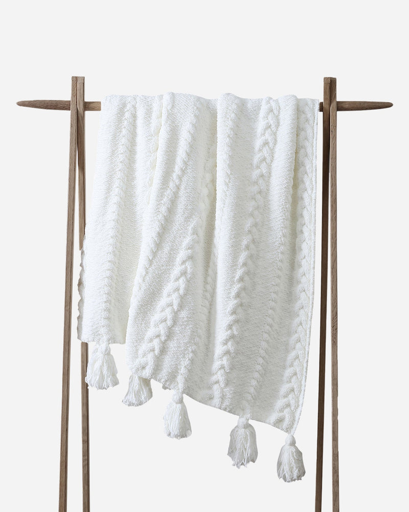 Braided Pom Pom Throw