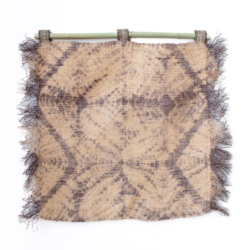 Raffia Wall Hanging - Shibori Spider Web Pattern - Lavender Grey