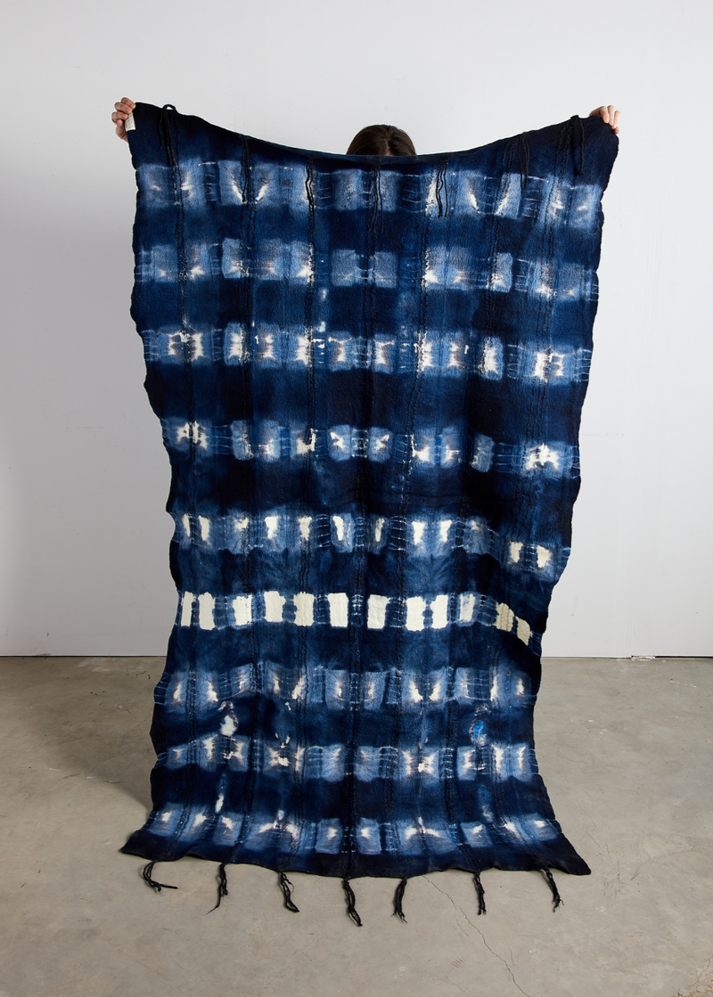 Adire Tye-Dye Lightweight Wool Throw Blanket