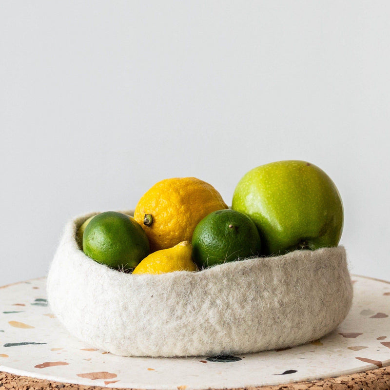 Natural White Hand Felted Nesting Bowls