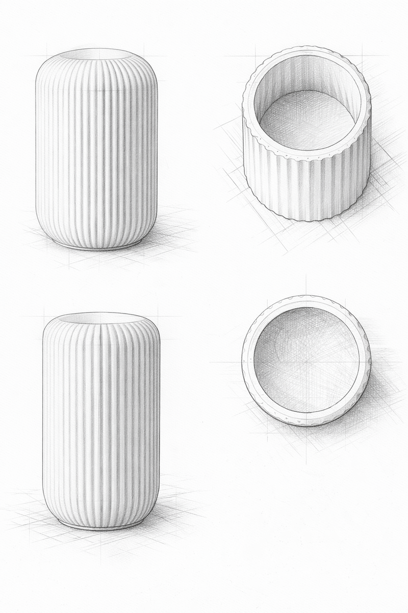 Ribbed Cylinder Vase