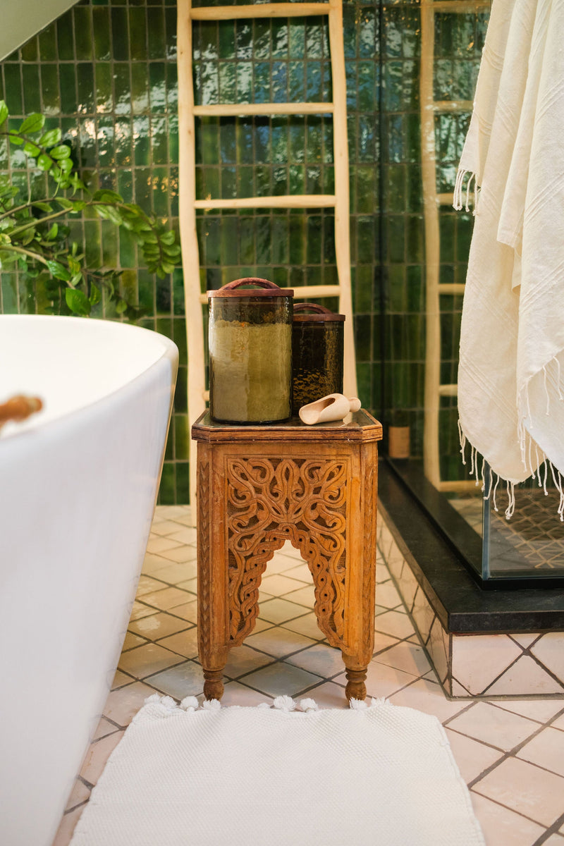Hammered Glass Canisters with Wood Lid
