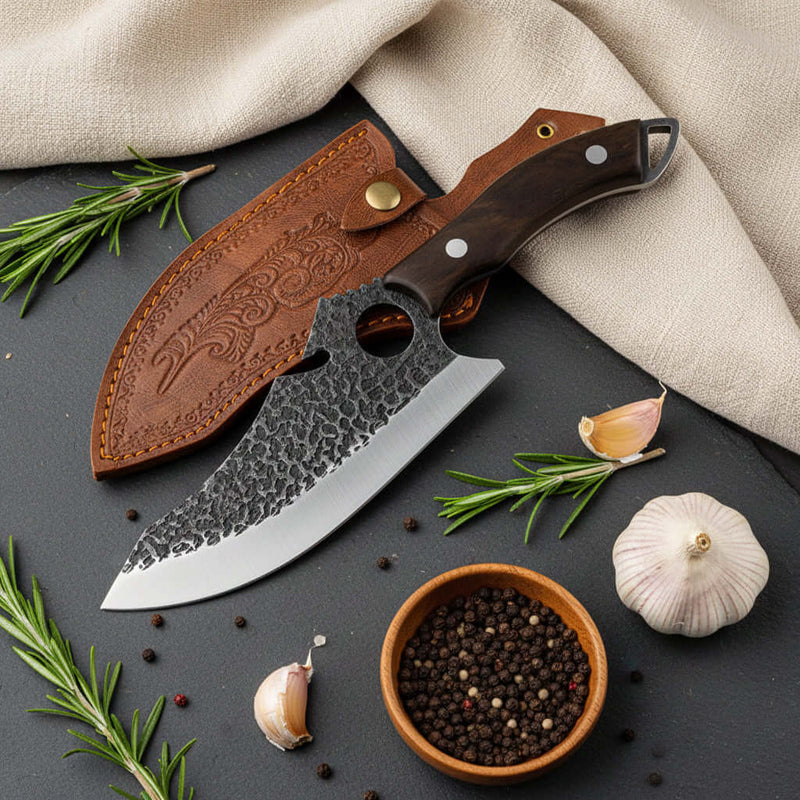 Tactical kitchen knife with steel forging