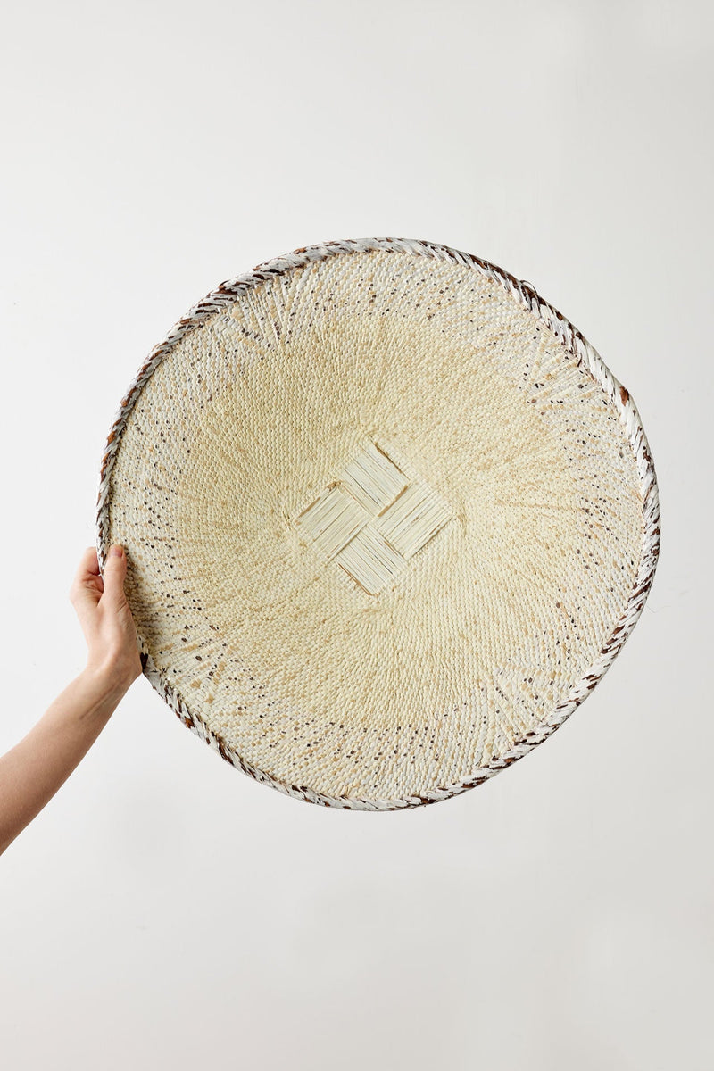White Washed Handwoven Wall Basket