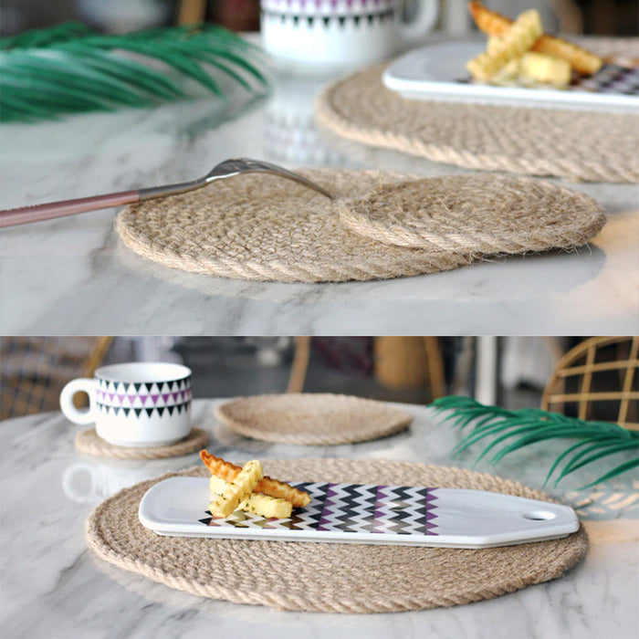 HYGGE CAVE | Nordic Style Natural Handmade Straw Woven Placemat, YOLO