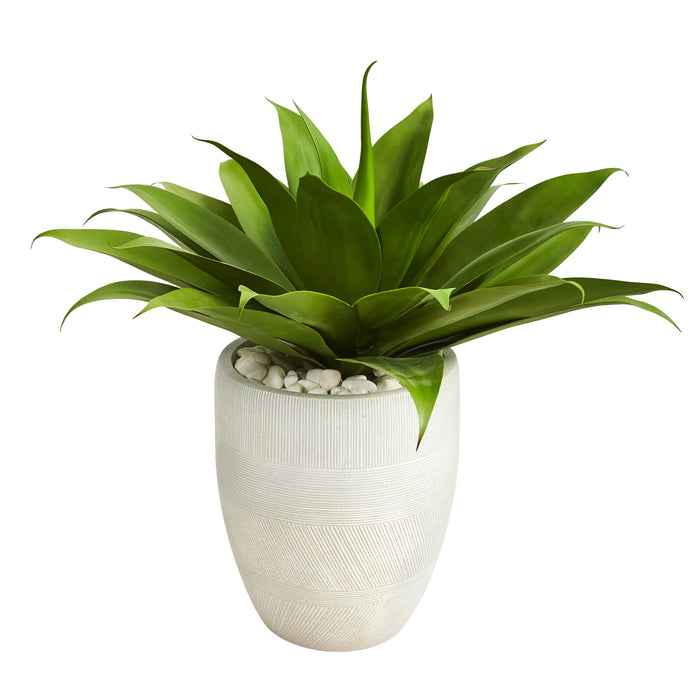 2’ AGAVE SUCCULENT ARTIFICIAL PLANT IN WHITE PLANTER