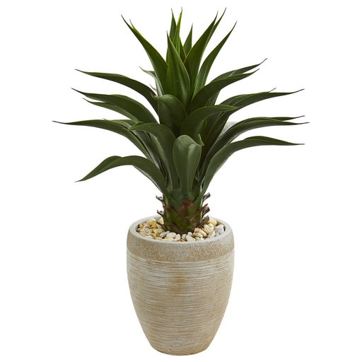 HYGGE CAVE | AGAVE ARTIFICIAL PLANT IN SAND COLORED PLANTER