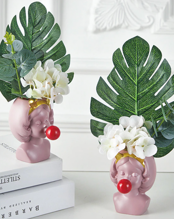 HYGGE CAVE | Decorative Nordic Style Resin Vase Cute Girl Bubble Gum