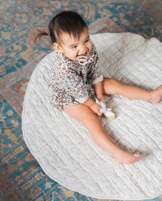 HYGGE CAVE | STONE WASHED LINEN QUILTED PLAY MAT Hand-woven INDIA love