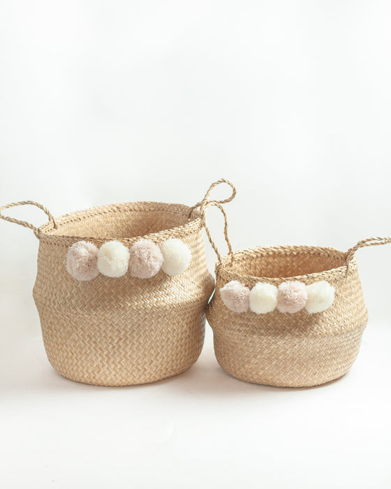 Sweet pea handwoven belly basket - hygge cave