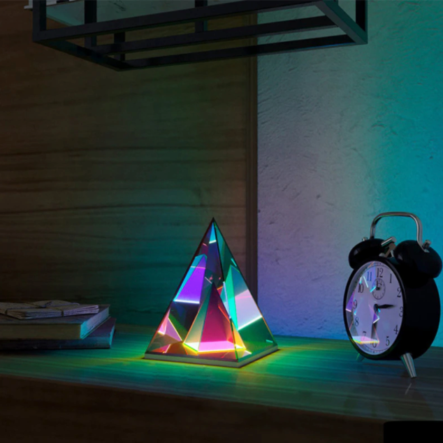 HYGGE CAVE | RUNE PYRAMID Modern LED Table Lamp UBS Box Table Color Acrylic Night Gift