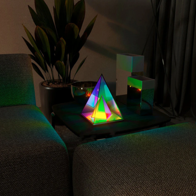 HYGGE CAVE | RUNE PYRAMID Modern LED Table Lamp UBS Box Table Color Acrylic Night Gift
